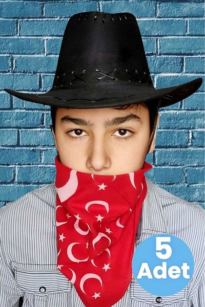 Uniquetrenders Комплект от 5 каубойски шапки от набук с бандана (за възраст 8-14 години)