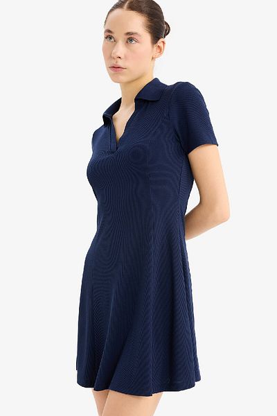 DeFacto Μίνι φόρεμα με κοντό μανίκι Coool Polo γιακά με ραβδώσεις E5327AX25SP