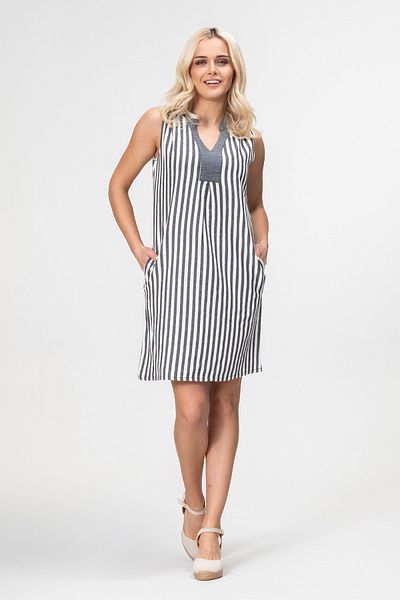 Bold & Young Rochie din lycra din bumbac spalat cu buzunare