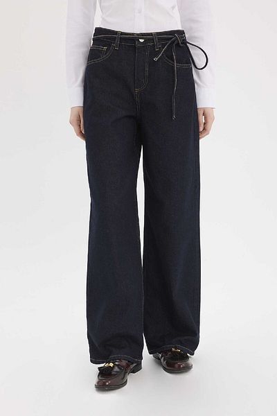 DeFacto Pantaloni lungi de blugi cu șireturi cu picioare largi E5707AX25SP