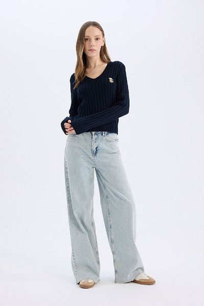 DeFacto Coool Slim Fit Slim Fit Crew Neck Knitwear Sweater E4464Ax25Sp
