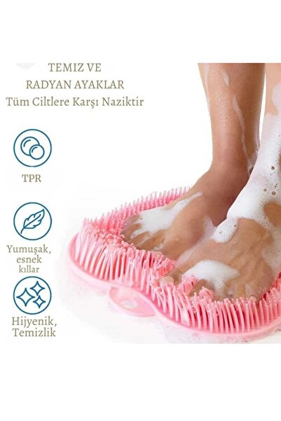 Dalian Home Vantuzlu Silikon Banyo Fırçası Ayak Masaj Pedi Sırt Kesesi Vücut Yıkama Lifi RENKLİ