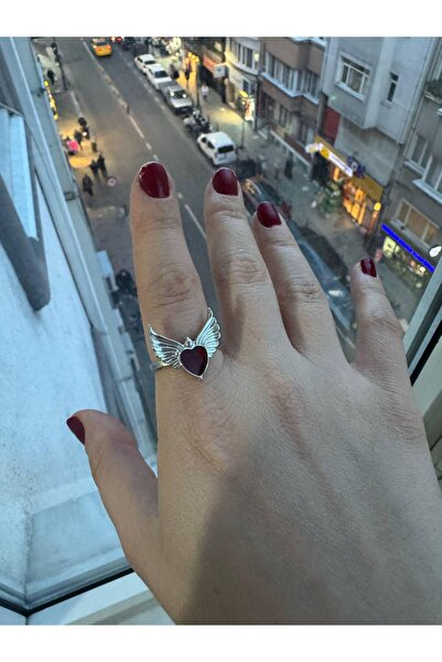 Herşey Nota Kanatlı Kalp Melek Kanadı Gotik Gothic Ayarlanabilir Kadın Yüzük