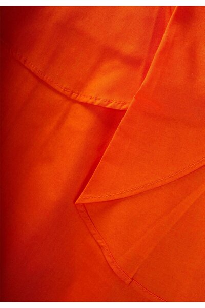 Cigit Flounced Poplin Dress 2-7 Years Orange