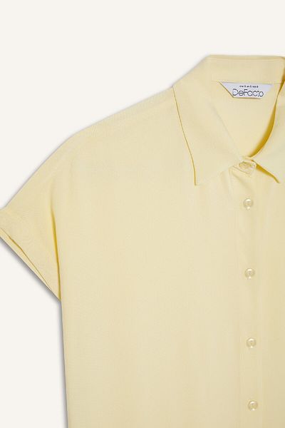 DeFacto Regular Fit Basic Plain Viscose Short Sleeve Shirt N7819Az25Sp