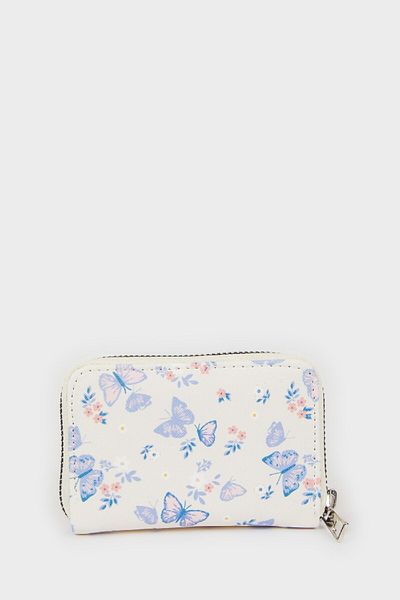 DeFacto Women's Butterfly Patterned Faux Leather Coin Purse E5473Axns