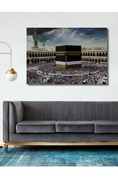 Teona Ahşap Kabe Manzaralı Yağlı Boya Görünümlü Dekoratif Ahşap Ev/İşyeri/Ofi...