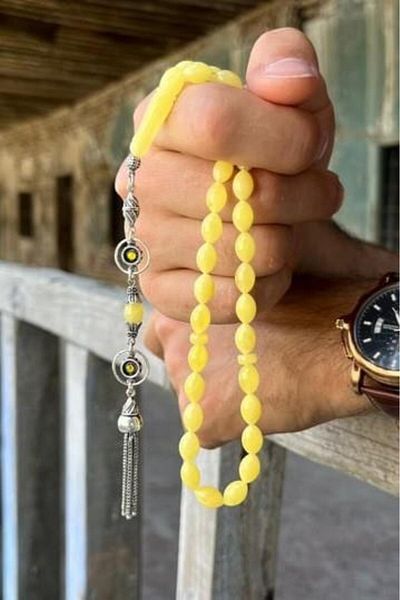 dergah tesbih Silver Colored Genuine Drop Amber Whips Design