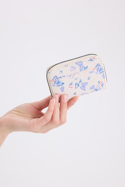 DeFacto Women's Butterfly Patterned Faux Leather Coin Purse E5473Axns