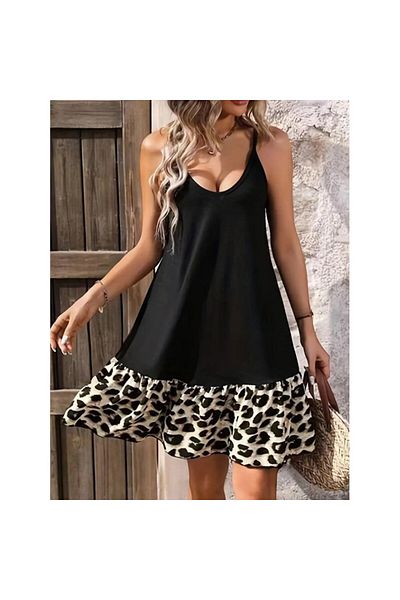 Modayakamoz New Season Women's Rope Detailed Short Dress with Straps, Round Neck, Viscose Skirt, Single Jersey Dress