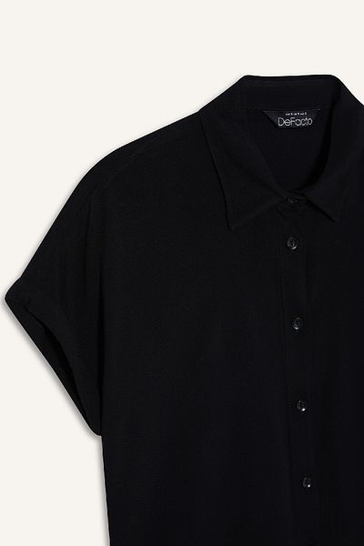 DeFacto Regular Fit Basic Plain Viskose Kurzarmhemden N7819AZ25SP