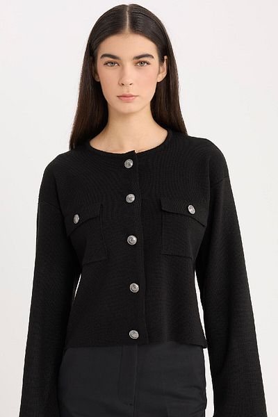 DeFacto Regular Fit Crew Neck Buttoned Knitwear Cardigan E5562Ax24Cw