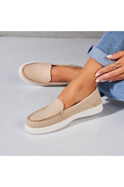 Joana Pantofi Casual Dama Bej Din Piele Ecologica Nieve
