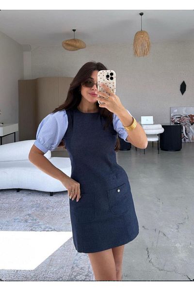 SHOP MY Luxury Quality Poplin Sleeve Lycra Soft Jean Dress