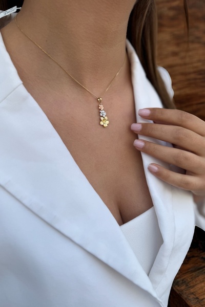 Utku Kuyumculuk 14 Ayar 3 Renk Orkide Altın Kolye