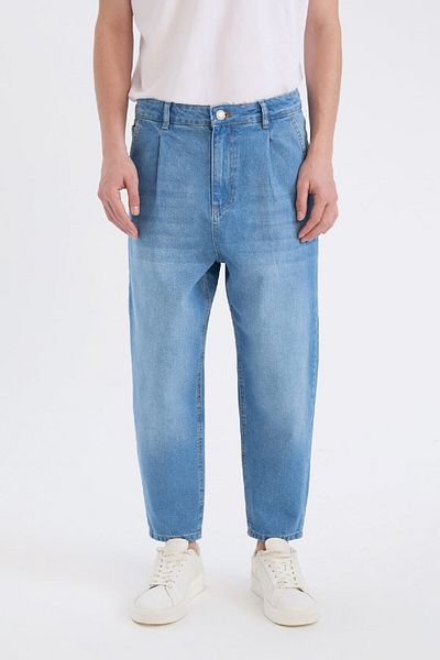 DeFacto 100% bumbac, cu potrivire cu balon, cu talie înaltă, pantaloni normali din denim E4730ax25sp