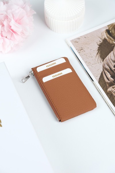 ESGUARE حافظة بطاقات نسائية جلدية أصلية