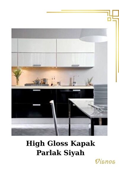 VISNES Özel Ölçü High Gloss Mutfak Dolap Kapağı Banyo Kapak Parlak Özel Kaplama Siyah