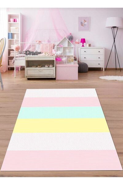 Lulya - Non-Slip, Thin, Machine Washable, Cotton Woven Sole,, Children's Carpet