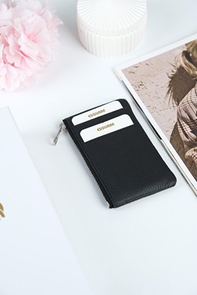 ESGUARE حافظة بطاقات نسائية جلدية أصلية