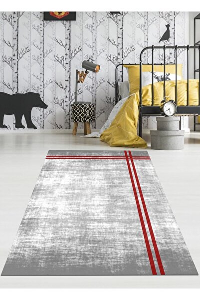 Ardizayn Gri - Kırmızı Özel - Makinede Yıkanabilir, İnce, Pamuk Dokuma Tabanl...