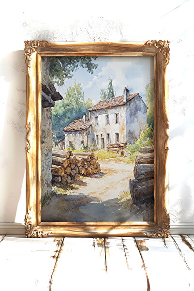 AKSU SANAT Köy Evleri Vintage Kanvas Poster - Çerçevesiz Kanvas Poster - Ev Ofis Duvar Dekoru 1PSTR75