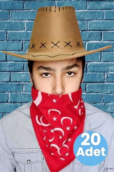 Uniquetrenders Children's Unisex Bandana 20 Pack Nubuck Cowboy Hat (8-14 Years)
