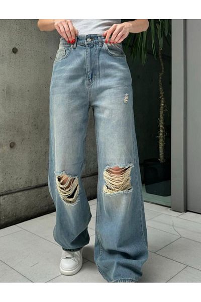 Köstebek Streetwear Navy Blue Slit Trousers