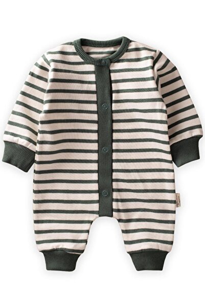 Cigit Striped Knitwear Jumpsuit 0-3 Years Khaki Green