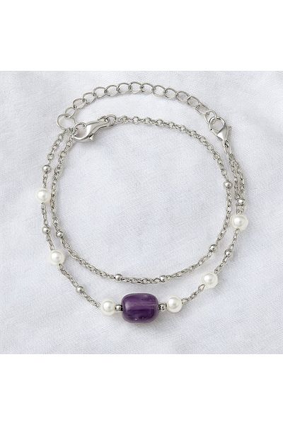 MakeWell Summer Pearl Beaded Natural Stone Heart and Star Design Bracelets for Summer