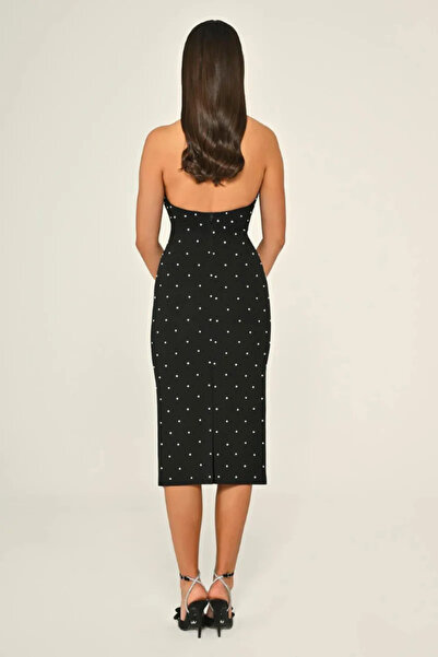 ALFABETA KADIN ABİYE İNCİLİ ŞIK MİDİ BOY ELBİSE