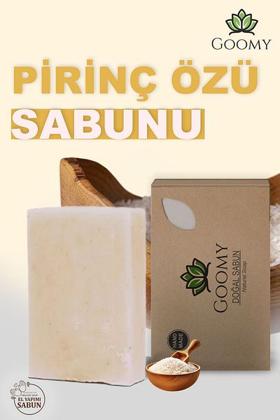 GOOMY Premium Handmade 100% Natural and Organic Solid Rice Soap 120Gr