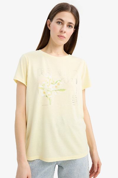 DeFacto Regular Fit Crew Neck Printed Short Sleeve T-Shirt E6198Ax25Sm