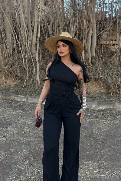 Sorridi Single Shoulder Seersucker Trousers 2 Piece Set