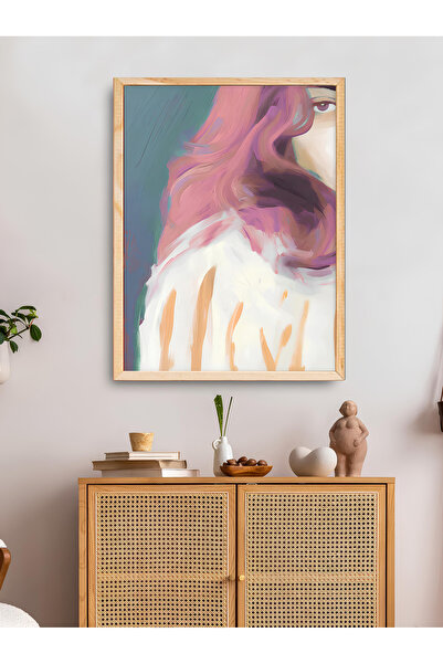 woodhomeworks Tek Bohem Salon Ofis Dekor Tablo Pembe Saçlım Ttk