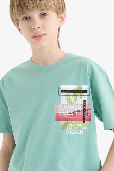 DeFacto Boy's Crew Neck Printed Short Sleeve T-Shirt E0094A825Sm