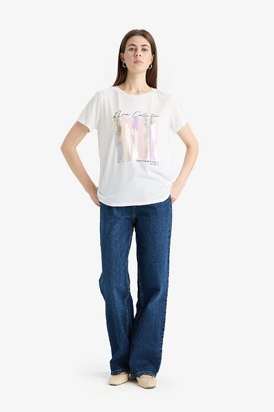 DeFacto Regular Fit Crew Neck Printed Short Sleeve T-Shirt E5061Ax25Sp