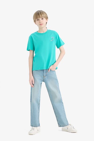 DeFacto Κεντητό κοντομάνικο μπλουζάκι Boy's Crew Neck E0087a825sm