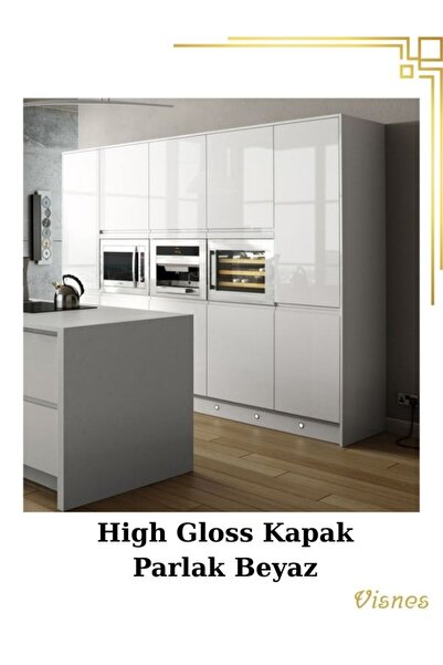 VISNES Özel Ölçü High Gloss Mutfak Dolap Kapağı Banyo Kapak Parlak Özel Kaplama Beyaz