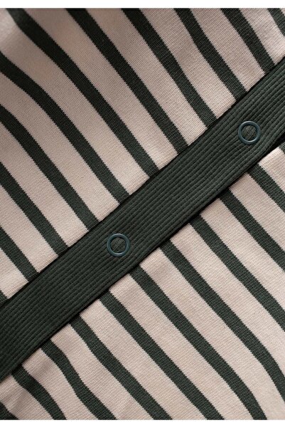 Cigit Striped Knitwear Jumpsuit 0-3 Years Khaki Green