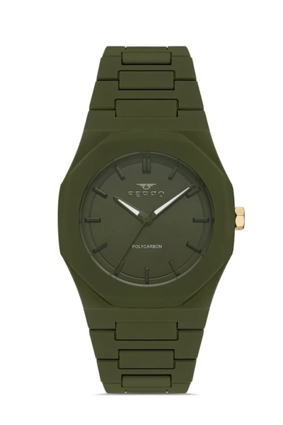 FERRO Green Polycarbonate Cord Wristwatch F11400D-19F 3 Atm Water Resistant 2...