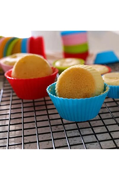RKY SERENITY 12'li Silikon Yıkanabilir Tekrar Kullanıma Uygun Cupcake Muffin Tart Puding 7 cm lik Kalıp