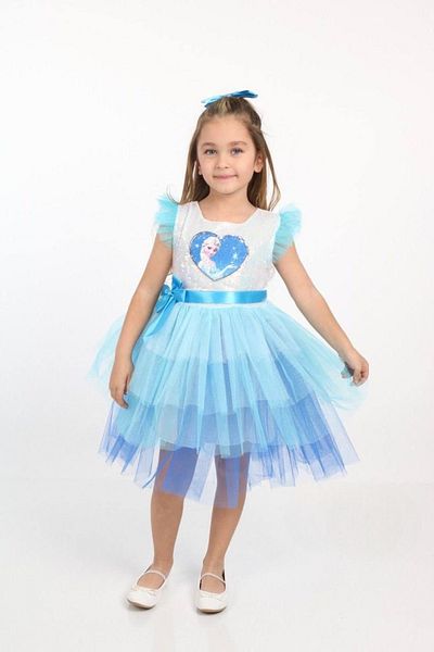 FURYATEX Elsa Dress Sequin Buckle Elsa Costume Tulle Blue Elsa Birthday Princess Dress