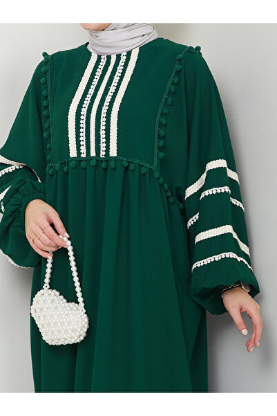 VOLT CLOTHİNG Damska szeroka sukienka w paski haftowana