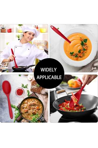 elfnur 1Pc 28.cm Hard Tip Heat Resistant Fireproof Non-Stick Silicone Food Serving Spoon