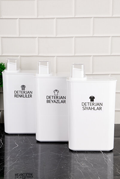 DNS HOME 3-Piece Self-Scaled Detergent Storage Container Colors Whites Blacks Detergent Dispenser Set 3000 ml