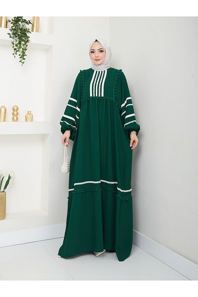 VOLT CLOTHİNG فستان نسائي واسع مطرز مخطط