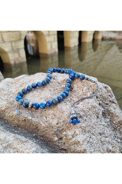 dergah tesbih Lapis Lazuli Rosary - Silver Kazaz and Knitted Design