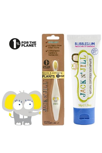 Jack N'Jill Baby/Child Toothbrushing Set (Elephant Toothbrush + Gum Flavored Toothpaste 50g)