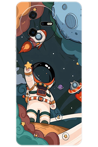 CASPER Via A40 Uyumlu Kılıf Desen Baskılı Silikon Astronot STK:696 CP-LXVZcMW